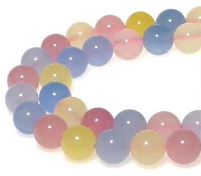 Produktbild von Jade-Kralen 10 mm 35 Stück Naturkristall, Morganitefarbe, mit Loch, natürliche runde Steinkralen für Schmuck, Armbänder, Halsketten