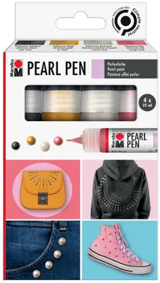 Zdjęcie produktu dla Marabu 1809000000080 Marabu Pearl Paint Pearl Pen, zestaw 4, różne kolory