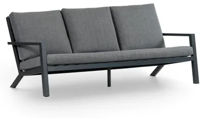 Produktbild von 3-Sitzer Lounge-Sofa | Bezano Mattschwarz / Grau | Aluminium