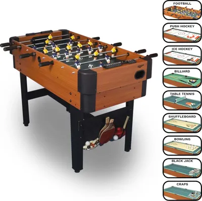 Produktbild von Carromco Multifunktionstisch Campus-XT 9In1 Multigame Spieltisch Teleskopstangen mit Kicker, Billard, Hockey, Tischtennis & mehr inkl. Zubehör