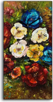 Produktbild von Dekor Leinwand Uhr Wandbilder 30x60 frische Blumen Blumenstrauß Malerei - schwarze Hände