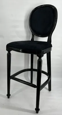 Produktbild von Casa Padrino Barock Barstuhl Schwarz - Handgefertigter Massivholz Barhocker mit edlem Samtstoff - Barock Bar Möbel - Edel & Prunkvoll