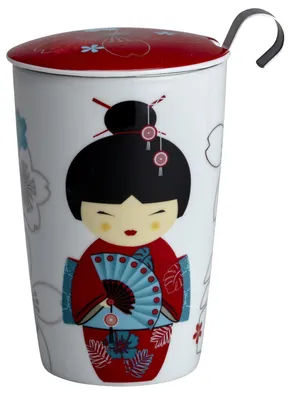 Produktbild von TEAEVE® Teetasse, Becher mit Sieb und Deckel LITTLE GEISHA RED + Geschenkkarton