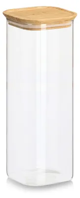 Produktbild von Zeller Present 19053, Behälter, Quadratisch, Transparent, Borosilikatglas, Bambus, 110 x 110 x 95 mm