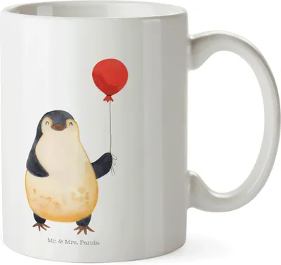 Produktbild von Mr. & Mrs. Panda Plastikbecher Pinguin Luftballon - Weiß - Geschenk, Glück, Jahrmarkt, Camping Tasse, Kindertasse, Trinklernbecher, Haferl, Pott, Geschenkidee, Kirmes