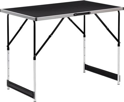 WOLTU Campingtisch Klapptisch Gartentisch Arbeitstisch Balkontisch höhenverstellbar Aluminium Stahl MDF Schwarz CPT8121sz