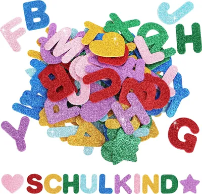 Produktbild von 168 Stück Buchstaben Aufkleber, Buchstaben Selbstklebend, Glitzer Schaumstoff Sticker, Filzbuchstaben Selbstklebend, Glitzer Foam Zahlen Aufkleber, Für Schulkind Schulanfang Einschulung, Diy Handwerk