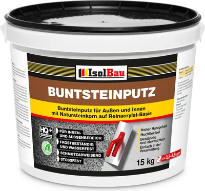 Produktbild von Isolbau - Buntsteinputz für Außen und Innen (Weiß, Grau, Schwarz) 15 kg - BP10 Mosaikputz Dekorationsputz Frostsicher, Wasserfest, Stoßfest