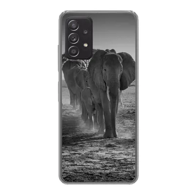 Produktbild von MuchoWow® Handyhülle Schutzhülle Hülle für Samsung galaxy a73 Elefant - Einfarbig - Tiere - Schwarz - Weiß Silikon Softcase Handy Hülle - Handyhülle