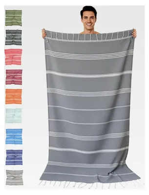 Produktbild von Hamamtuch 100x200, Baumwolle - Saunatuch für Damen und Herren: dünn, kompakt, lang - Hammam Tuch XXL, Handtuch: Strandtuch, Hamam Sauna, Strandhandtuch - Urlaub Must Haves