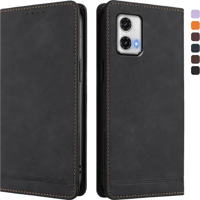 Immagine prodotto di Custodia per Motorola Moto G73 5G, retro custodia in Finto cuoio flip con supporto e slot per carte Nero