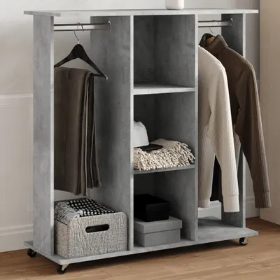 Produktbild von (Robust Möbel)Kleiderständer mit Rollen Betongrau 102x38x110cm Holzwerkstoff NEU279641 - Kleiderstangen