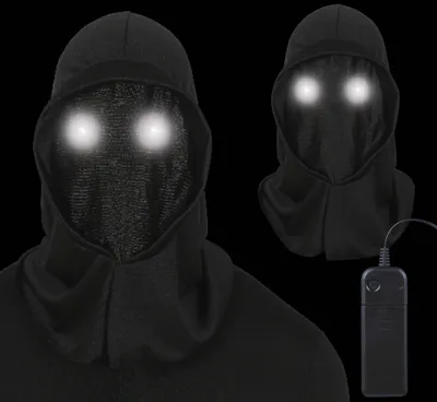 Produktbild von Gespenst Kapuze Halloween Maske Schwarz Mysteriöse Augen Effekt, Farbe: Schwarz