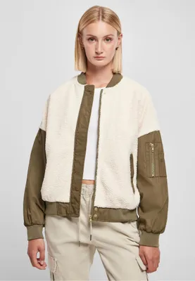 Immagine prodotto di Urban Classics - Giacca bomber oversize da donna in Sherpa misto bianco/oliva scuro - 4XL