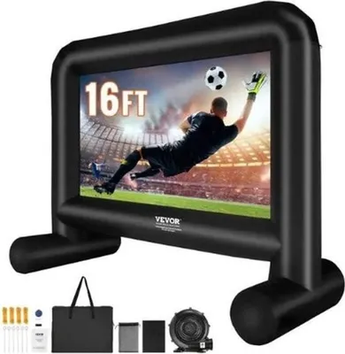 Immagine prodotto di Schermo cinematografico gonfiabile Collox - Schermo di proiezione con ventilatore - Adatto anche per uso esterno - 384 x 160 x 320 cm - 93 pollici - Oxford - Nero