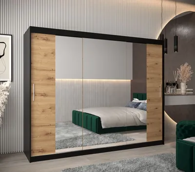Obrázek produktu pro Skříň s posuvnými dveřmi v šířce 250 cm TIMEA 2 - černá / dub artisan