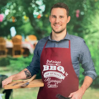 Produktbild von Schürze Kochschürze Latzschürze Grillschürze Kochen Backen Rotwein 100%Baumwolle