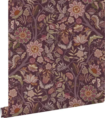 Produktbild von ESTAhome Tapete Blumenmuster Aubergineviolett 53 cm x 10.05 m
