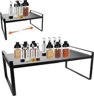 Produktbild von Erweiterbares Küchenregal - Organizer, schwarz - 35-65 cm
