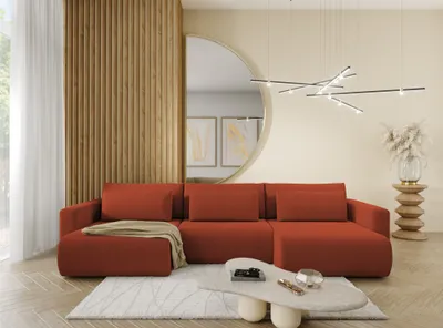 Produktbild von Wohnlandschaft Sofa mit Schlaffunktion CHAIRA Stoff Curio Ziegelrot