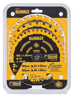 Kreissägeblatt-Set DEWALT EXTREME 3-teilig 165mm 20-40 Zähne DT10397-QZ