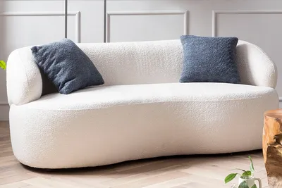 Produktbild von SalesFever Nierensofa 2-Sitzer | mit abgerundeten Armlehnen | Bezug Bouclé Stoff | B 170 x T 95 x H 70 cm | weiß