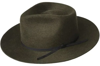 Imagen del producto de Sombrero de fieltro de lana con ala ancha y cinta decorativa, color verde, talla L