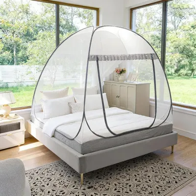 Image de Tente anti-moustiques pour lit - 180x200 cm - Blanche - Ouverture automatique