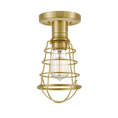 Produktbild von Industrie-Deckenleuchte Nordica Mixon Stahl gebürstetem Messing 1 Licht E27