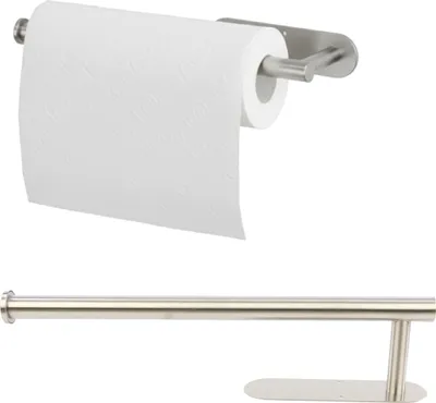Obrázek produktu pro Držák na kuchyňské utěrky Držák na papírové ručníky, ocelový, samolepicí, nástěnný, stříbrný