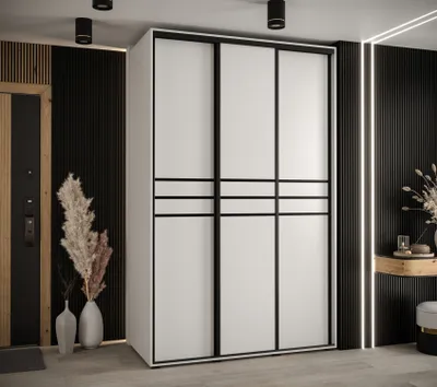 Obrázek produktu pro Šatní skříň YVONA 10 - 150/60 cm, bílá / černá