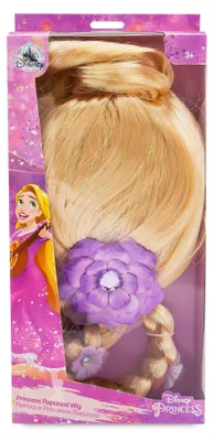 Produktbild von Disney Store Offizielle Kinderperücke Rapunzels Zopf, Rapunzel – Neu verföhnt, Kostüm, echt aussehender goldener Zopf mit schimmernden Highlights und floralen Applikationen, Einheitsgröße