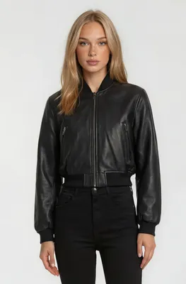 Produktbild von Paola Damen Echtleder Bomberjacke Schwarz XL