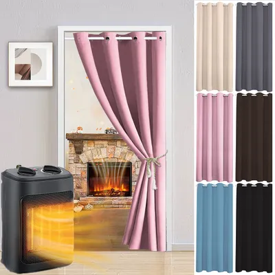 Produktbild von 132x244cm Pink Blackout Thermal Door Curtain Solid Colour Eyelets Door Curtain