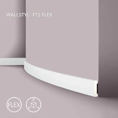 Imagen del producto de NMC FT2 Flex WALLSTYL Zócalo Moldura decorativa flexible Moldura decorativa pared Moldura friso 2 m
