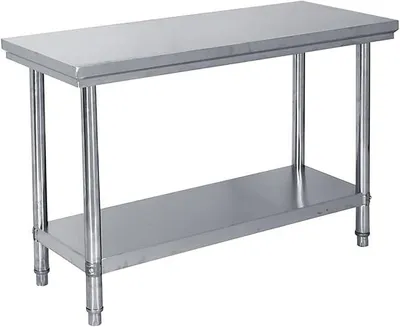 Imagen del producto de Mesa de trabajo de acero inoxidable resistente, ideal para cocinas profesionales, restaurantes, garajes y patios, duradera, de 100 x 60 cm, mesa de preparación para hostelería