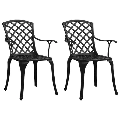 Image de vidaXL Chaises de jardin 2 pcs. Fonte d'aluminium noir