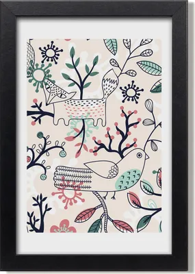 Produktbild von Bild 20x30 MDF-Rahmen, Wandkunst Tiere und Blumen