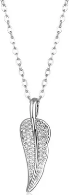 Produktbild von Zircon Leaf Halskette aus Edelstahl - Elegantes Schmuckstück in Silber KP21088