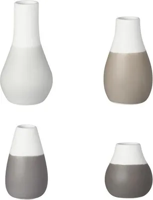 Zdjęcie produktu dla Räder Mini Pastellvasen 4er Set grau D.4cm, H.4,5-8cm