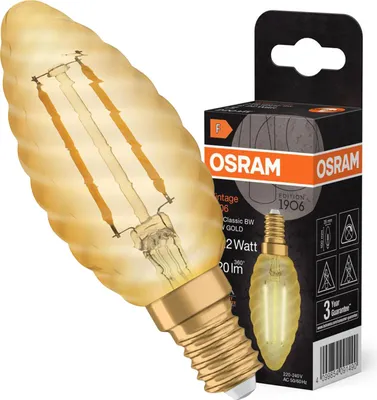 Zdjęcie produktu dla Żarówka LED Dekoracyjna B34 Świeczka E14 2.5W = 22W 220lm 2400K Ciepła 300° Vintage 1906 Osram