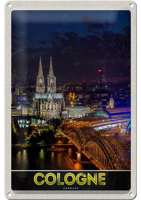 Produktbild von Blechschild Reise 20x30cm Köln Deutschland Dom Brücke Bahnhof