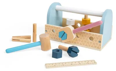 Imagen del producto de Maletín de herramientas de madera con 12 piezas para niños pequeños