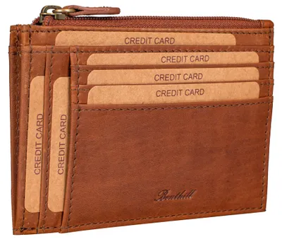 Produktbild von Benthill Leder Kreditkartenetui - Slim Portemonnaie aus echtem Leder - Schmale Leder-geldbörse mit Kreditkartenfächer und Münzfach - Mini Wallet