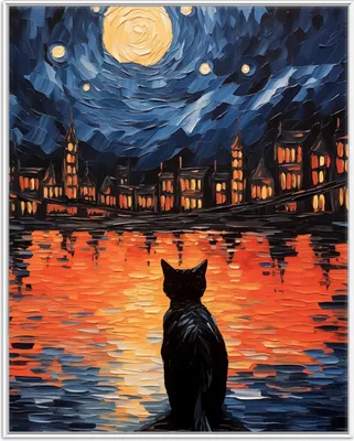 Produktbild von Wallario Wandbild Blick eines Nachtwächters, Größe: 40,30 x 50,30 cm, Poster mit weißem Aluminiumrahmen