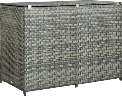 Obrázok produktu pre Box na odpadky pre 2 tony z polyratanu antracit 148×77×111 cm - prístrešok na náradie 46463