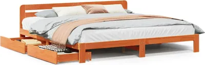 Produktbild von vidaXL Massivholzbett ohne Matratze Wachsbraun 180x200 Kiefernholz