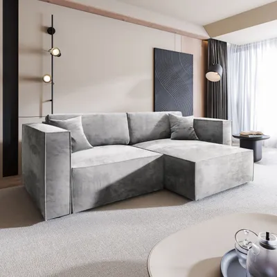 Produktbild von Masseno Ecksofa NERIO M mit Schlaffunktion L-Form, Sofa mit Bettkasten, Wohnzimmersofa, Couch, Soffa, Bettsofa, Couchgarnitur- Hellgrau, MONOLITH 84