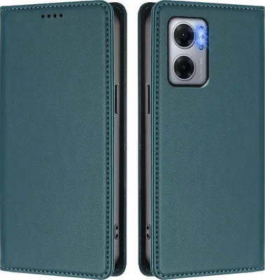 Produktbild von Handyhülle für Xiaomi Poco M5/M4 5G/Redmi 10 5G, Kunstleder Klapphülle Stoßfeste Magnetische Hülle mit Ständer Grün