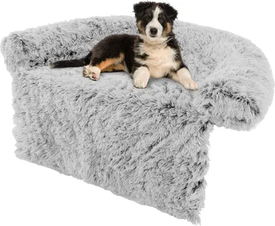 Produktbild von COSTWAY Hundebett Plüsch, Hundedecke Sofa, Sofaschutz Hund, Hundekissen mit waschbarem Bezug, Plüschbett für mittelgroße Hunde, 112 x 101 x 18 cm, Grau